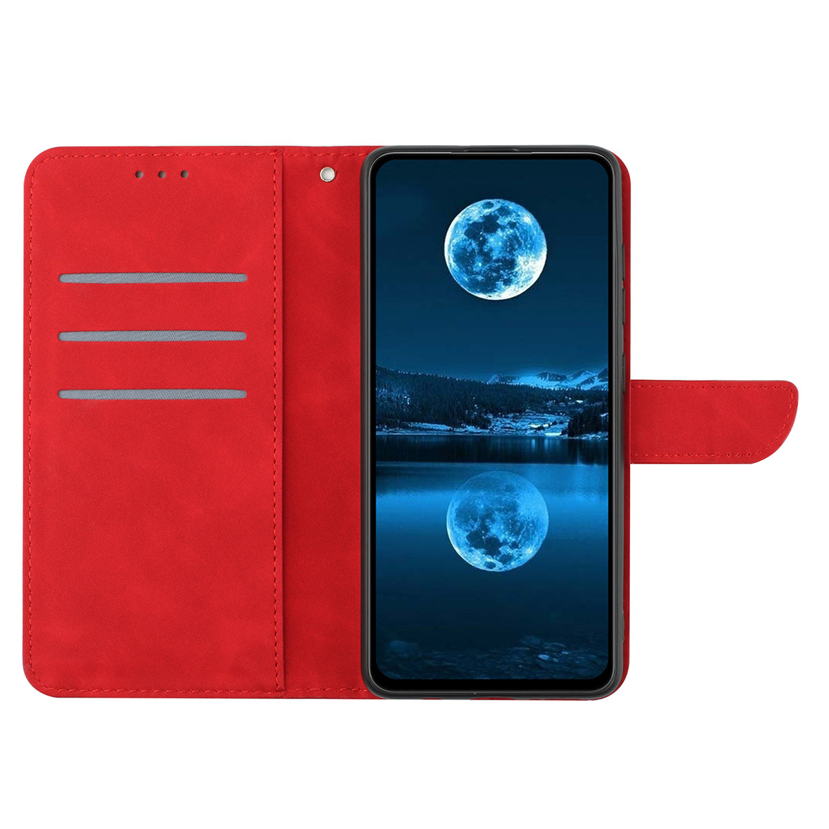 HT05 For Samsung Galaxy A06 Case Skin-Touch Lines PU Leather Phone Cover - Red