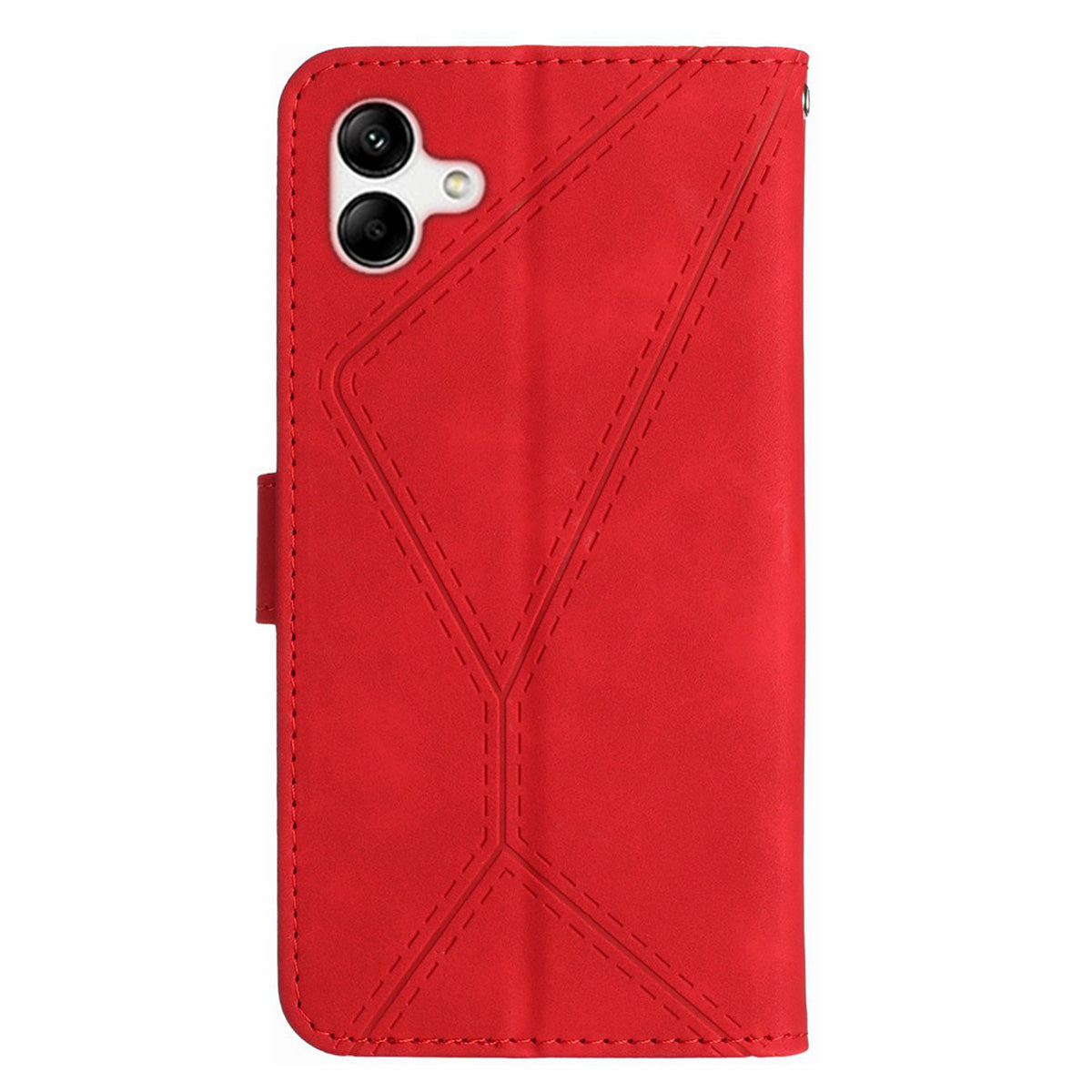 HT05 For Samsung Galaxy A06 Case Skin-Touch Lines PU Leather Phone Cover - Red