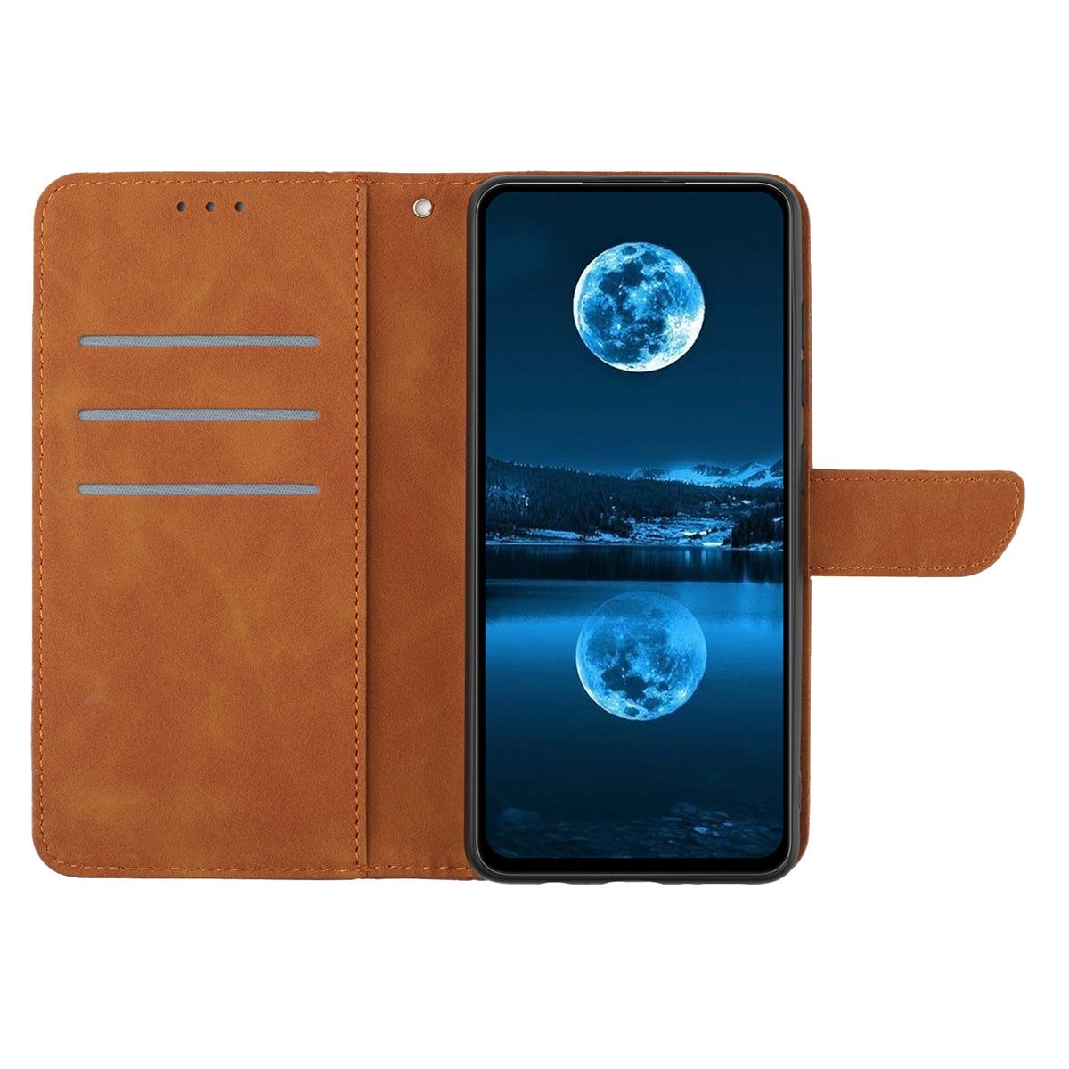 HT05 For Samsung Galaxy A06 Case Skin-Touch Lines PU Leather Phone Cover - Brown