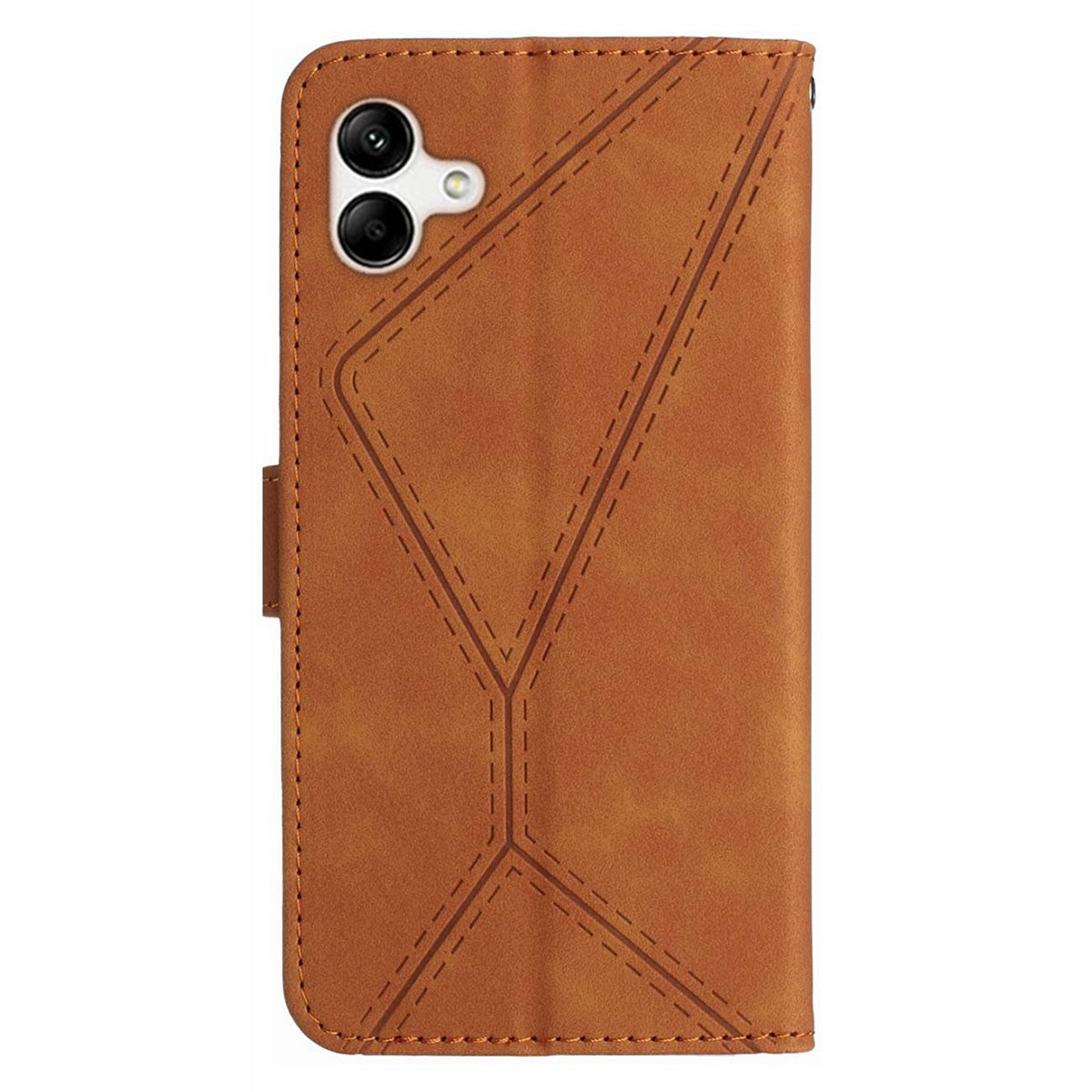 HT05 For Samsung Galaxy A06 Case Skin-Touch Lines PU Leather Phone Cover - Brown