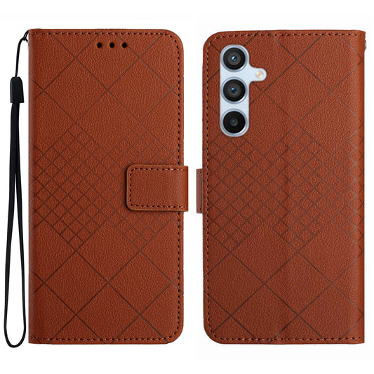 HT06 For Samsung Galaxy A16 5G / A16 4G Wallet Case PU Leather Flip Folio Phone Cover - Brown