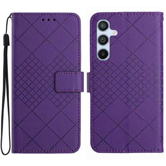 HT06 For Samsung Galaxy A16 5G / A16 4G Wallet Case PU Leather Flip Folio Phone Cover - Dark Purple