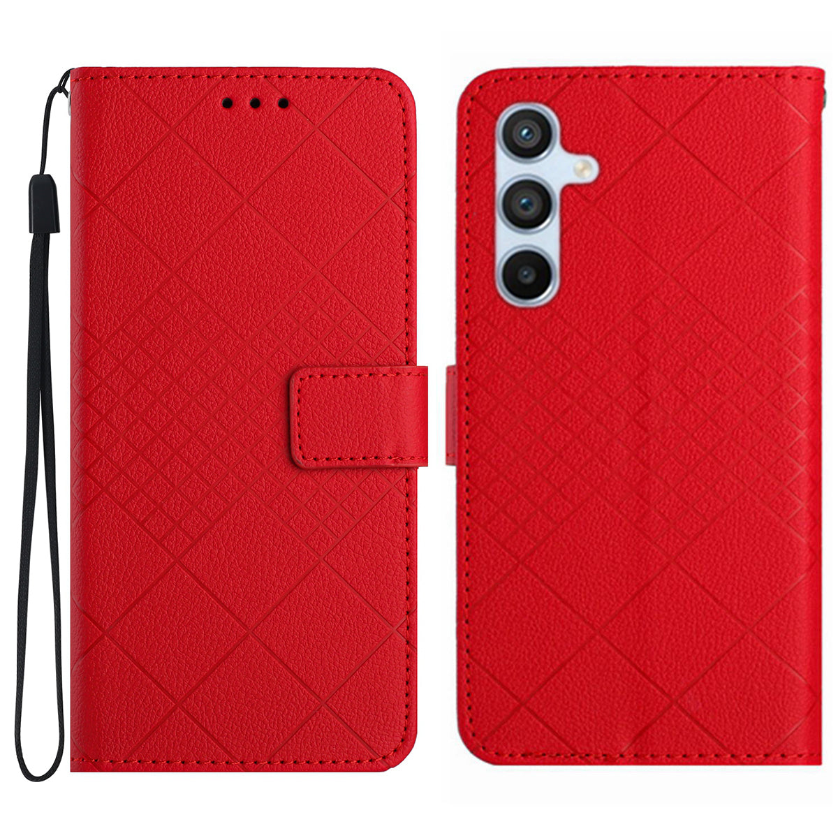HT06 For Samsung Galaxy A16 5G / A16 4G Wallet Case PU Leather Flip Folio Phone Cover - Red