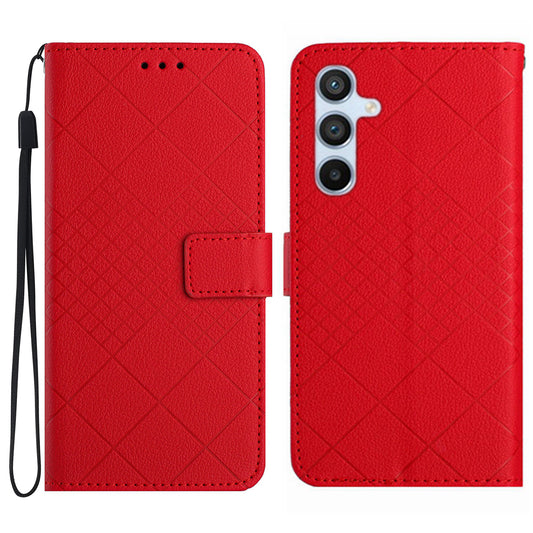 HT06 For Samsung Galaxy A16 5G / A16 4G Wallet Case PU Leather Flip Folio Phone Cover - Red