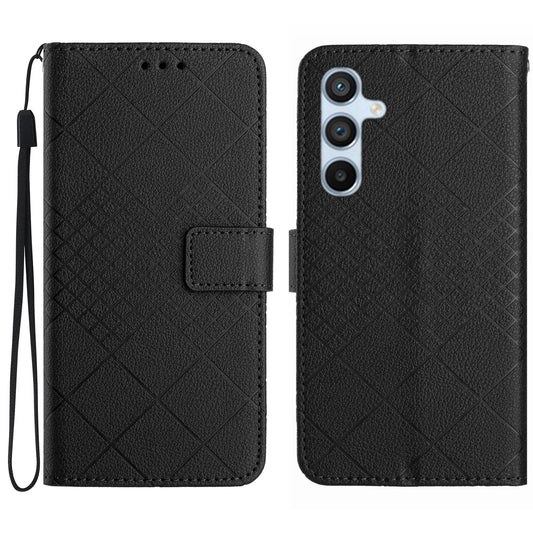 HT06 For Samsung Galaxy A16 5G / A16 4G Wallet Case PU Leather Flip Folio Phone Cover - Black