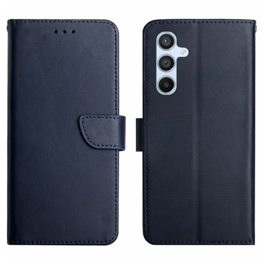 HT02 For Samsung Galaxy A16 5G / A16 4G Case Genuine Cow Leather Phone Cover Nappa Texture - Blue