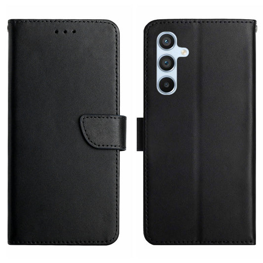 HT02 For Samsung Galaxy A16 5G / A16 4G Case Genuine Cow Leather Phone Cover Nappa Texture - Black