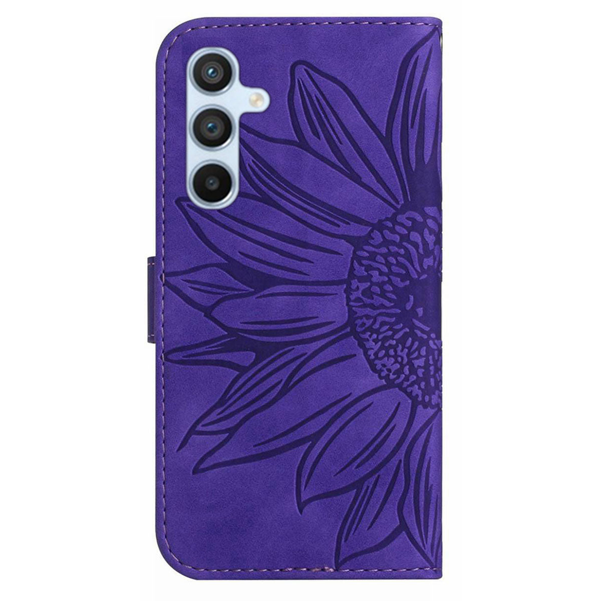 HT04 For Samsung Galaxy A16 5G / A16 4G Wallet Case Sunflower Leather Phone Cover with Wrist Strap - Dark Purple