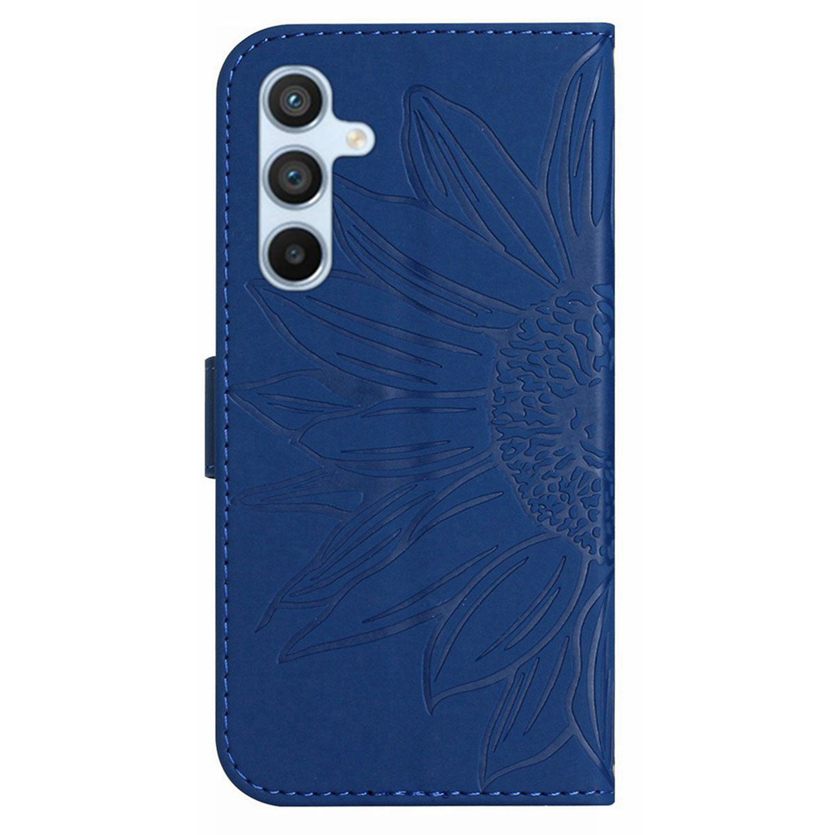 HT04 For Samsung Galaxy A16 5G / A16 4G Wallet Case Sunflower Leather Phone Cover with Wrist Strap - Sapphire