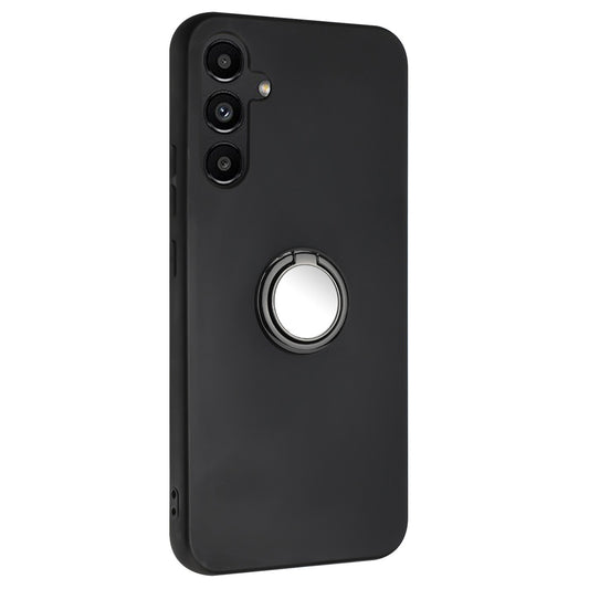 For Samsung Galaxy A16 5G / A16 4G Matte Case Ring Kickstand Soft TPU Phone Cover - Black
