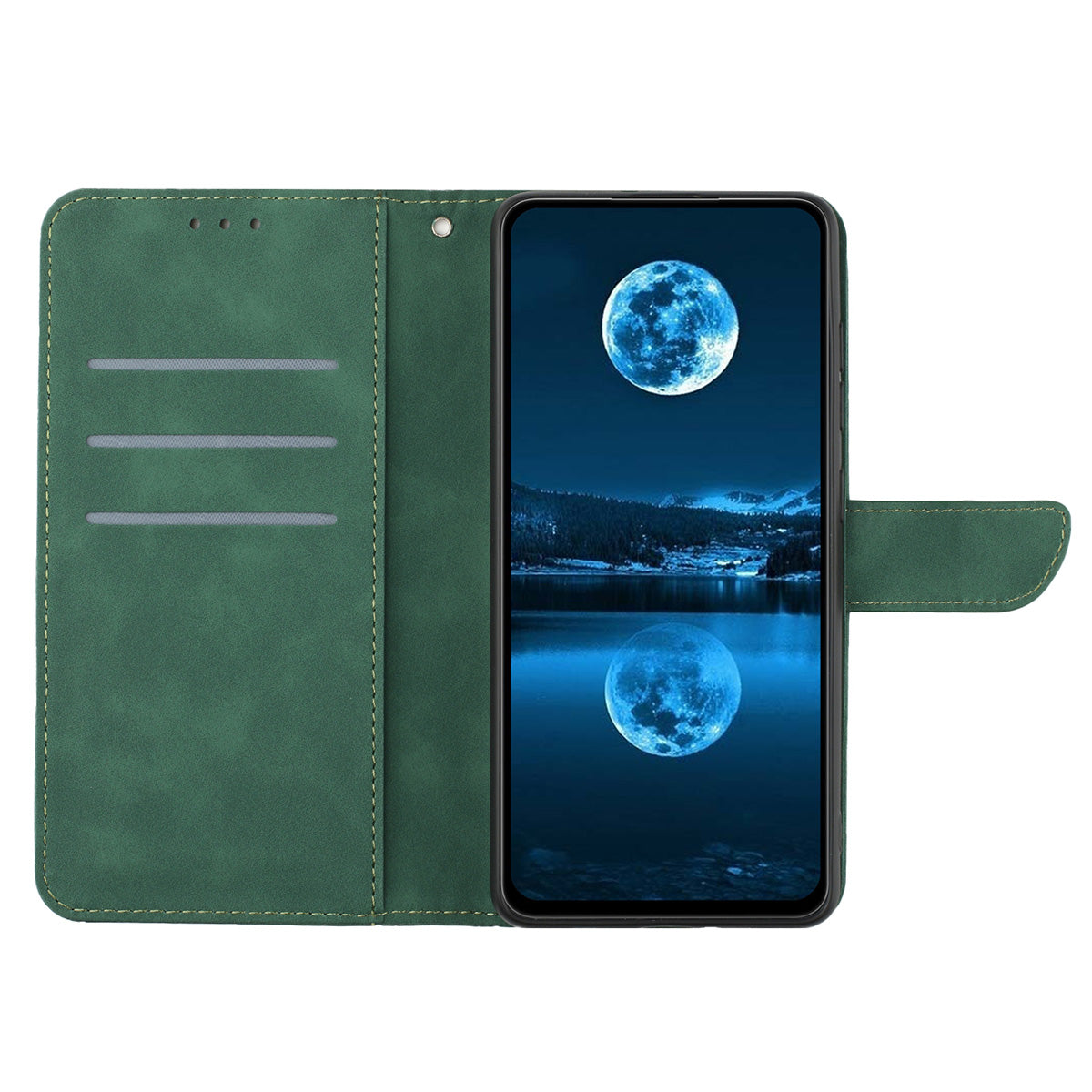 HT05 For Samsung Galaxy A16 5G / A16 4G Phone Case Skin-Touch Lines PU Leather Flip Cover - Green