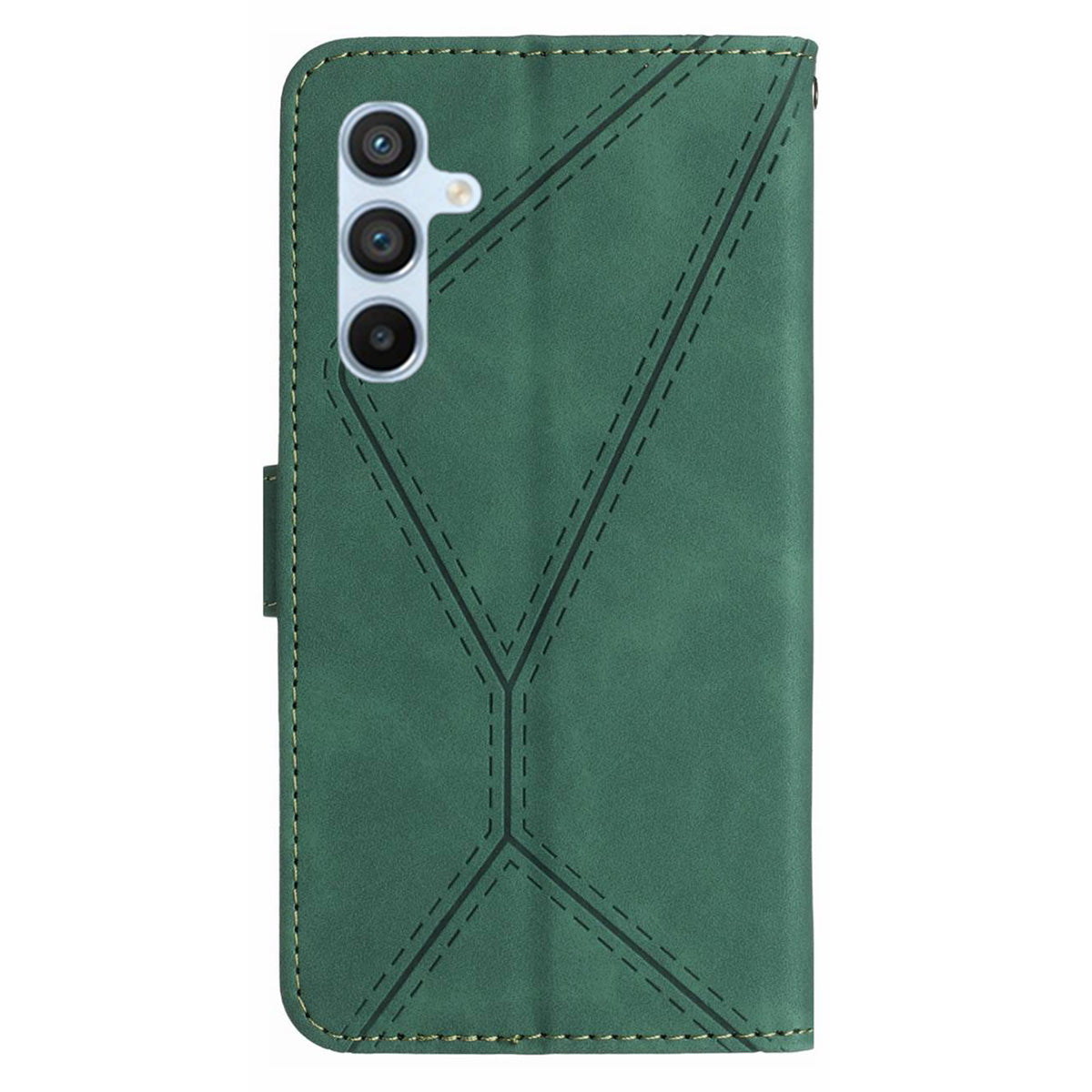 HT05 For Samsung Galaxy A16 5G / A16 4G Phone Case Skin-Touch Lines PU Leather Flip Cover - Green