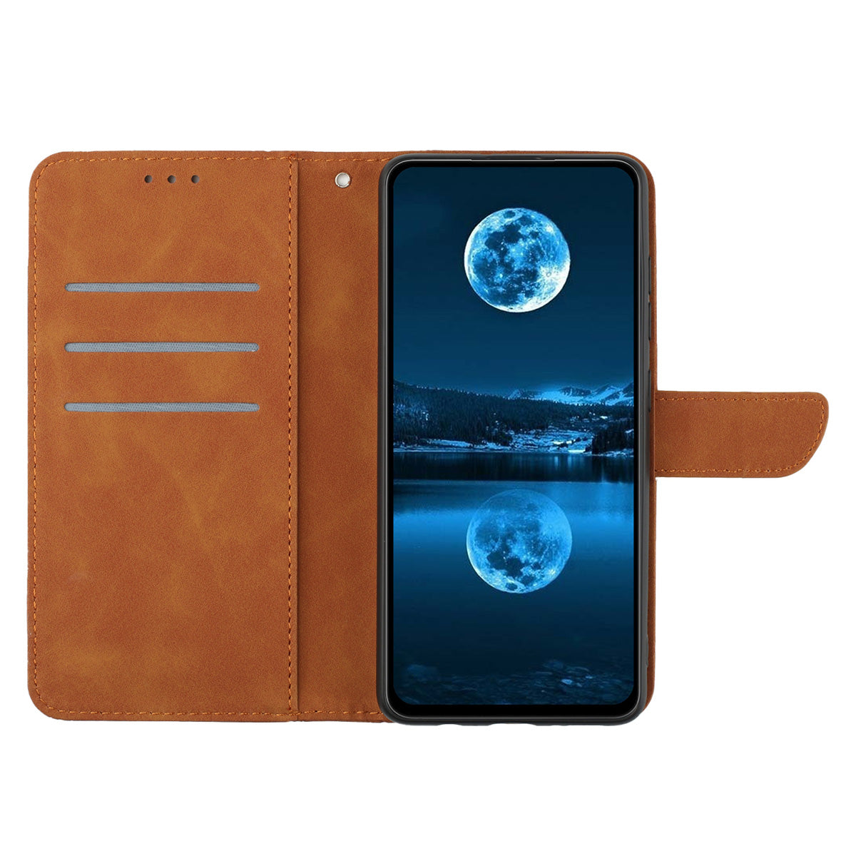HT05 For Samsung Galaxy A16 5G / A16 4G Phone Case Skin-Touch Lines PU Leather Flip Cover - Brown