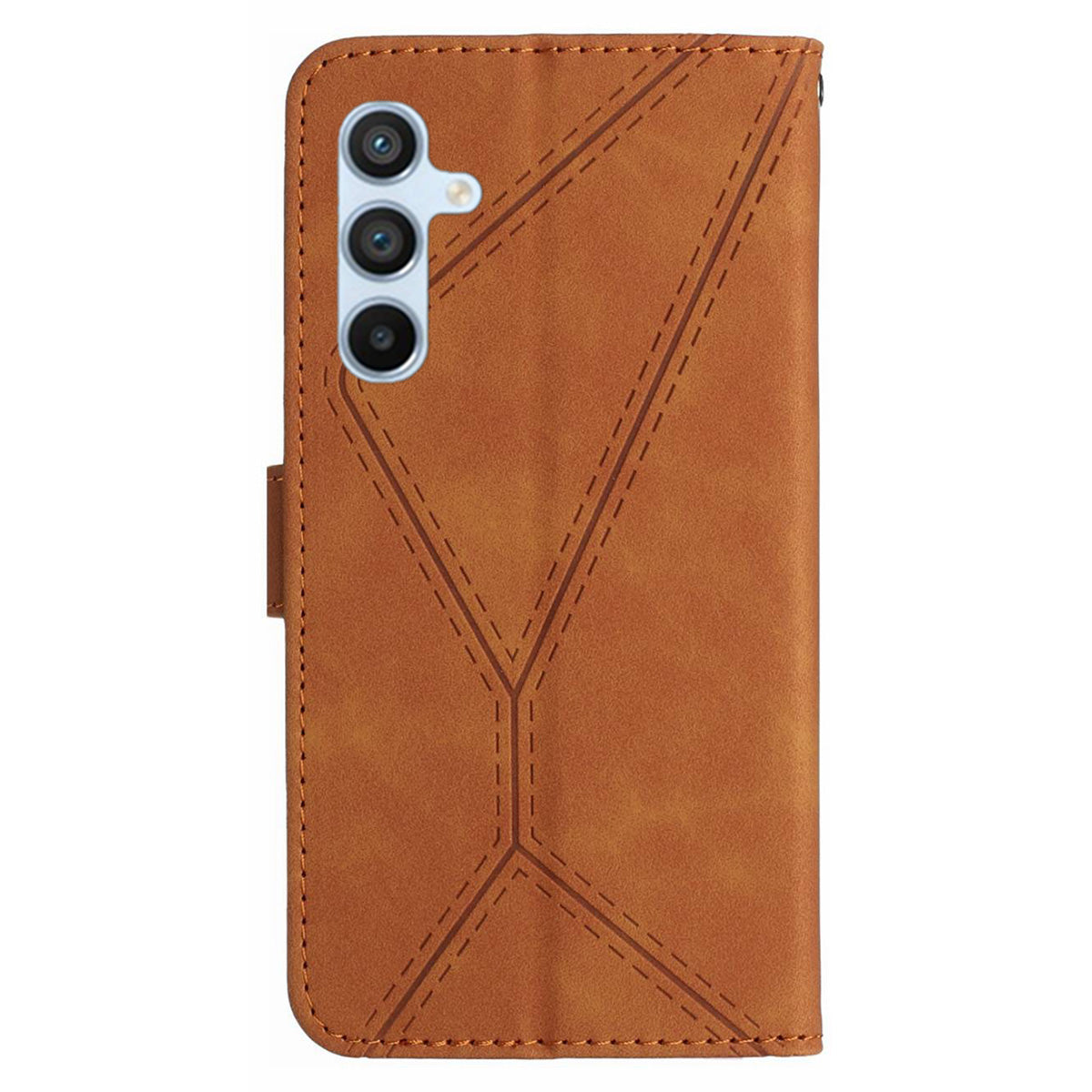 HT05 For Samsung Galaxy A16 5G / A16 4G Phone Case Skin-Touch Lines PU Leather Flip Cover - Brown