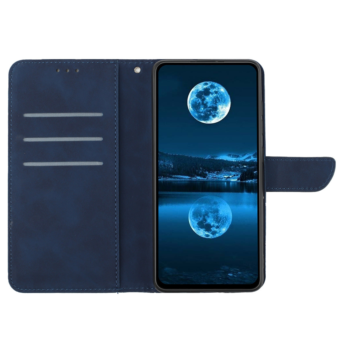 HT05 For Samsung Galaxy A16 5G / A16 4G Phone Case Skin-Touch Lines PU Leather Flip Cover - Blue