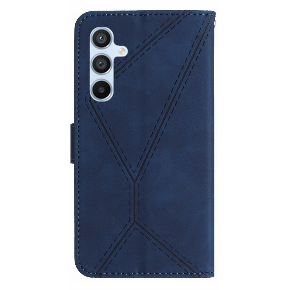HT05 For Samsung Galaxy A16 5G / A16 4G Phone Case Skin-Touch Lines PU Leather Flip Cover - Blue