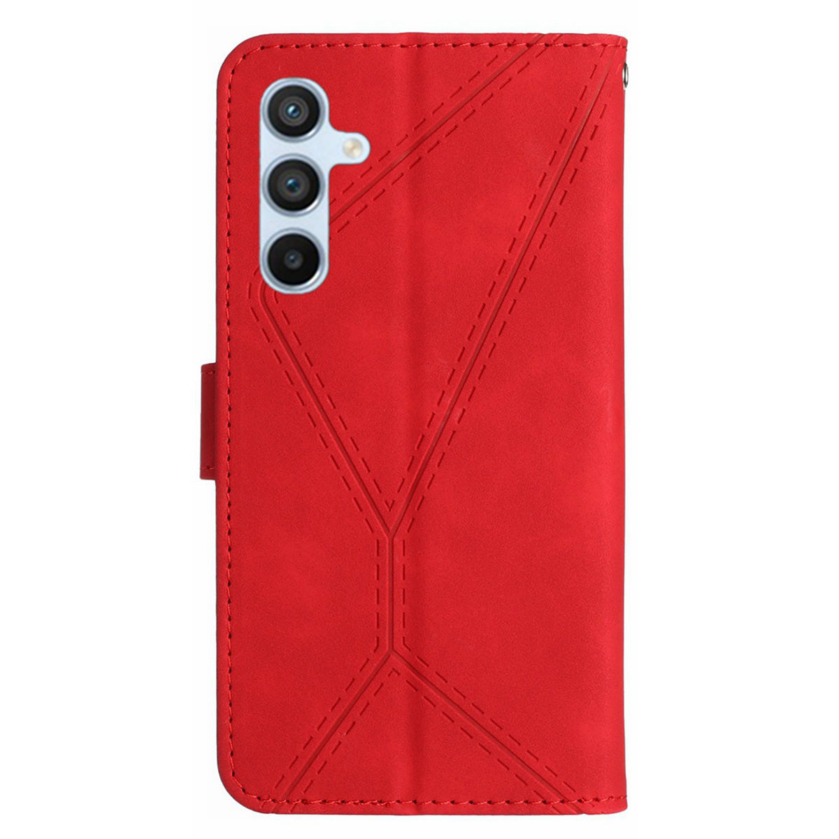 HT05 For Samsung Galaxy A16 5G / A16 4G Phone Case Skin-Touch Lines PU Leather Flip Cover - Red