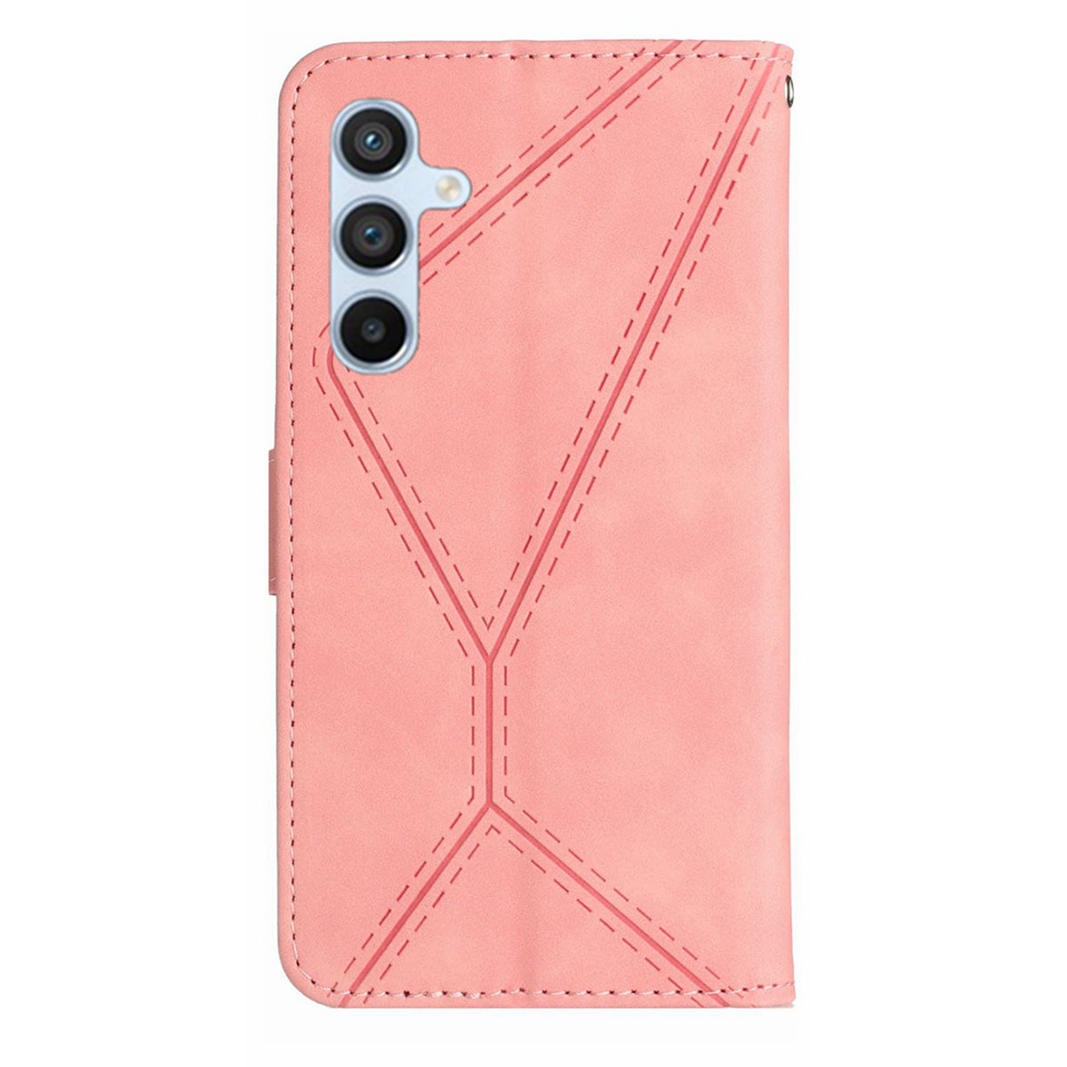 HT05 For Samsung Galaxy A16 5G / A16 4G Phone Case Skin-Touch Lines PU Leather Flip Cover - Pink