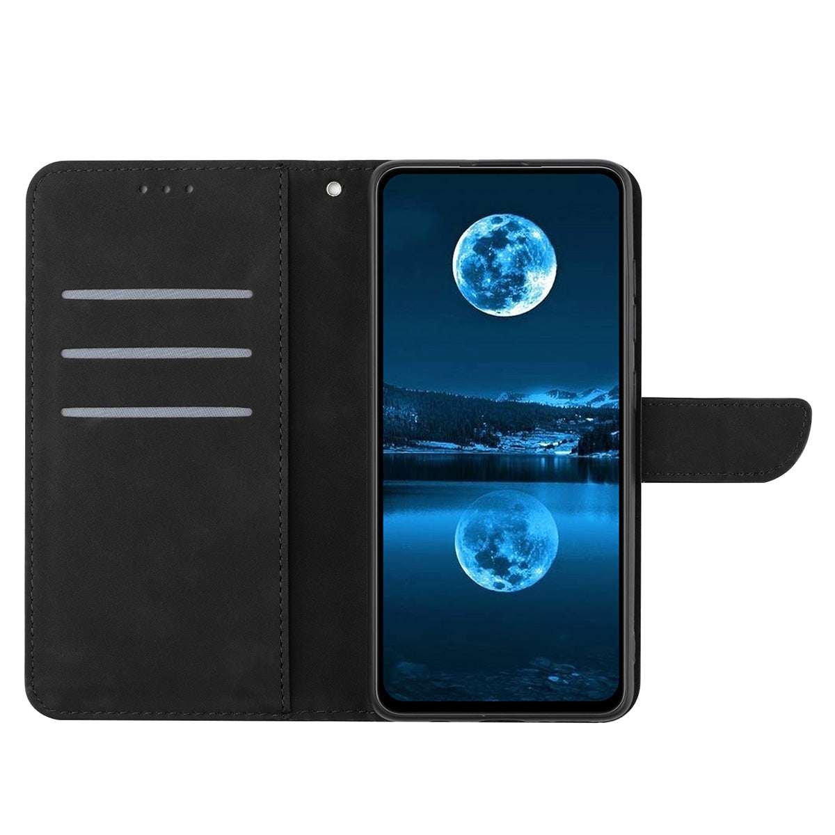 HT05 For Samsung Galaxy A16 5G / A16 4G Phone Case Skin-Touch Lines PU Leather Flip Cover - Black