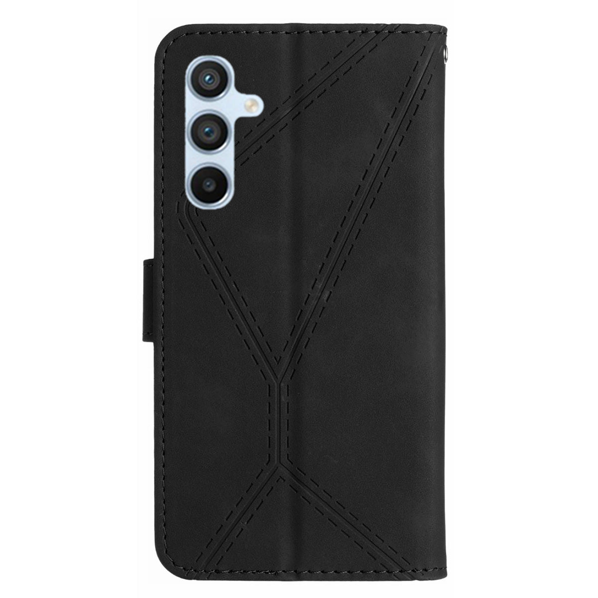 HT05 For Samsung Galaxy A16 5G / A16 4G Phone Case Skin-Touch Lines PU Leather Flip Cover - Black