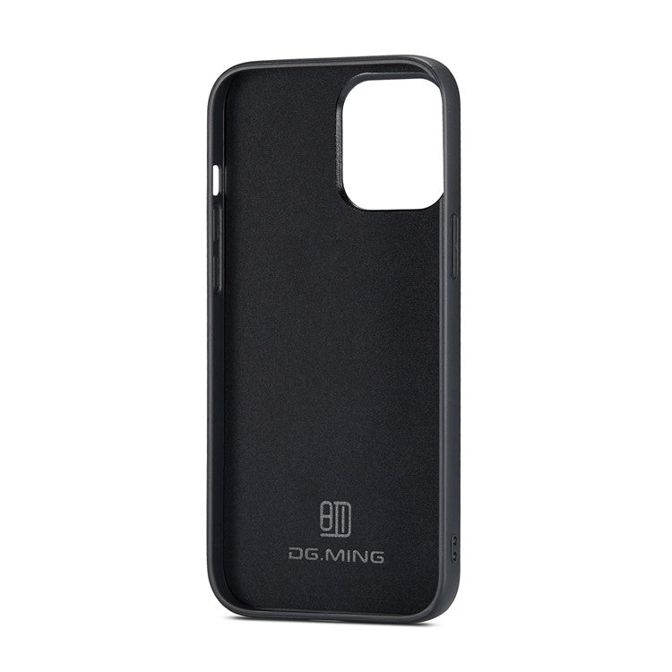 DG.MING For iPhone 16 Pro Case PU Leather Covered PC+TPU Hybrid Phone Shell - Green