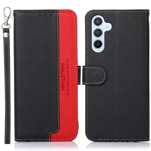 KHAZNEH For Samsung Galaxy M35 5G Case RFID Blocking Wallet PU Leather Phone Cover - Black