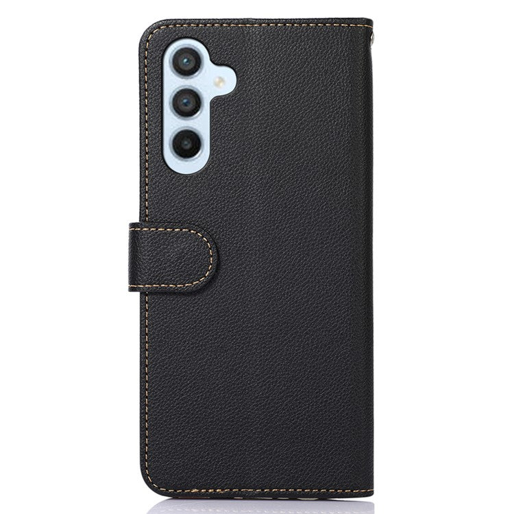 KHAZNEH For Samsung Galaxy M35 5G Case RFID Blocking Wallet PU Leather Phone Cover - Black