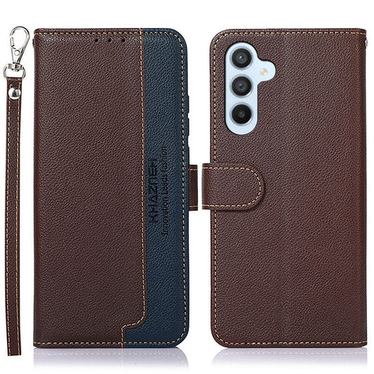 KHAZNEH For Samsung Galaxy M35 5G Case RFID Blocking Wallet PU Leather Phone Cover - Brown
