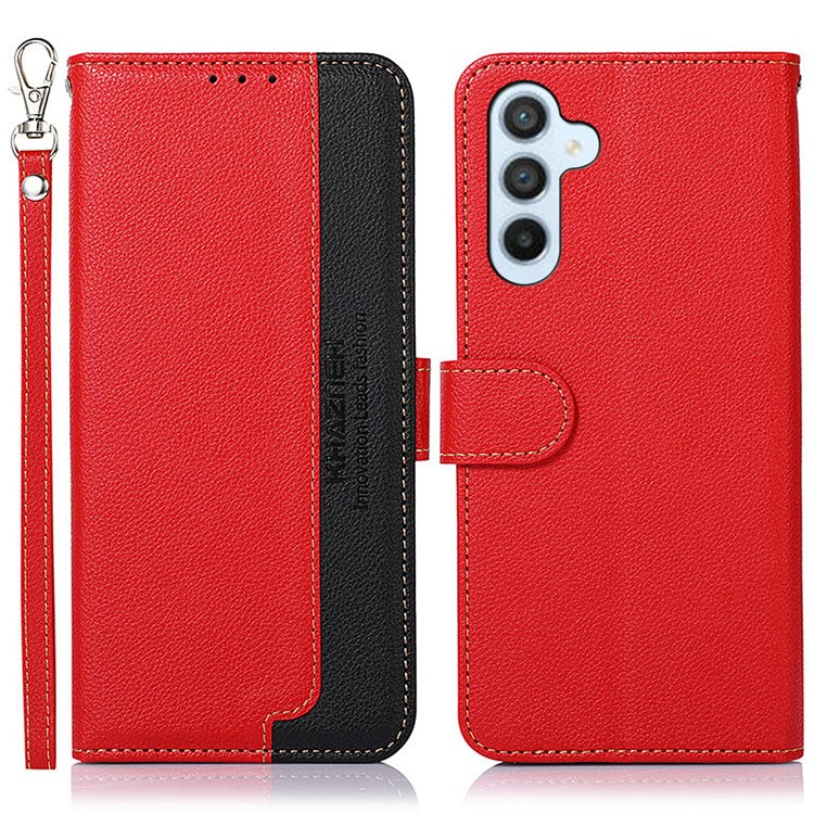 KHAZNEH For Samsung Galaxy M35 5G Case RFID Blocking Wallet PU Leather Phone Cover - Red
