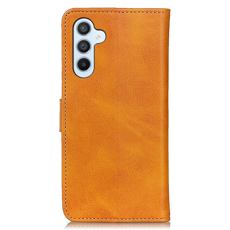 For Samsung Galaxy M35 5G Stand Wallet Case Cowhide Texture Leather Phone Cover - Brown