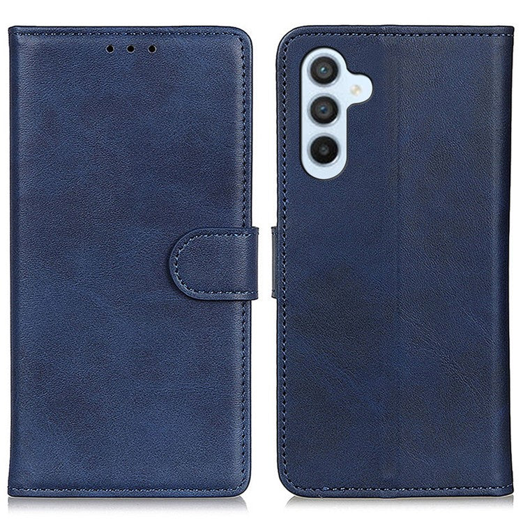 For Samsung Galaxy M35 5G Stand Wallet Case Cowhide Texture Leather Phone Cover - Blue