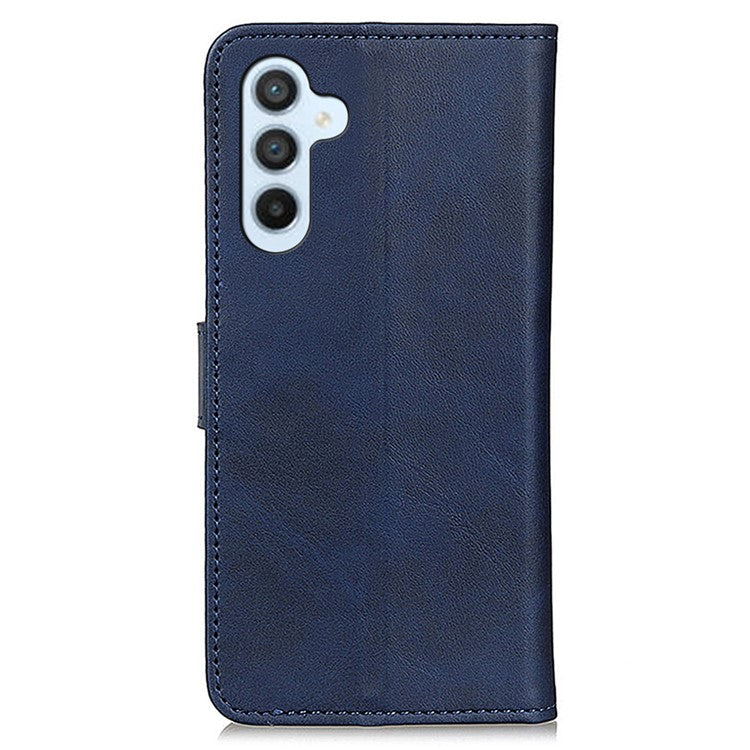For Samsung Galaxy M35 5G Stand Wallet Case Cowhide Texture Leather Phone Cover - Blue