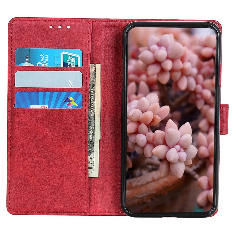 For Samsung Galaxy M35 5G Stand Wallet Case Cowhide Texture Leather Phone Cover - Red