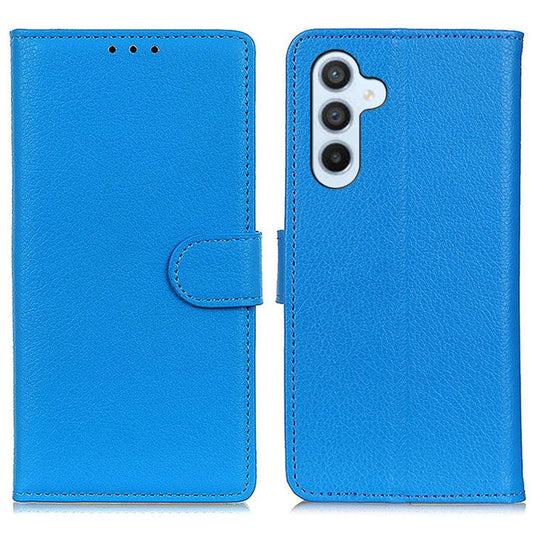 For Samsung Galaxy M35 5G Wallet Case PU Leather Phone Cover Litchi Texture - Blue