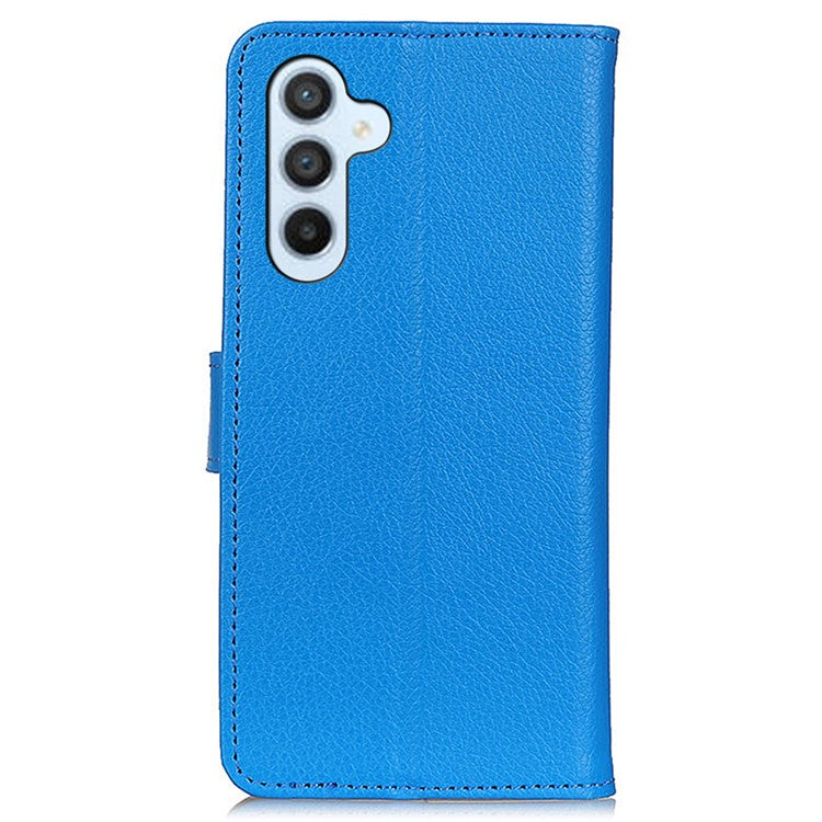For Samsung Galaxy M35 5G Wallet Case PU Leather Phone Cover Litchi Texture - Blue