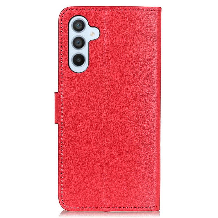 For Samsung Galaxy M35 5G Wallet Case PU Leather Phone Cover Litchi Texture - Red