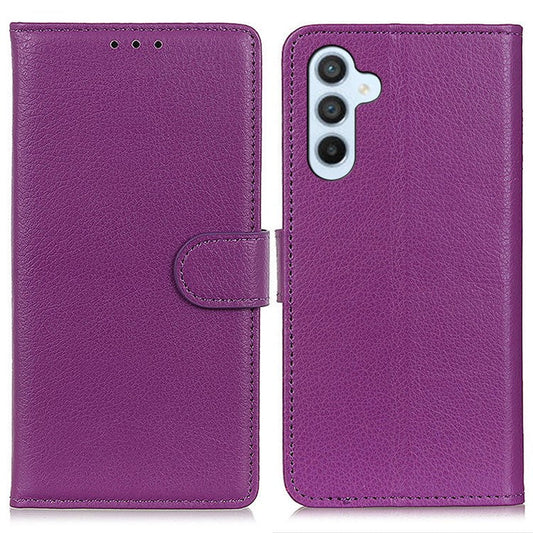 For Samsung Galaxy M35 5G Wallet Case PU Leather Phone Cover Litchi Texture - Purple