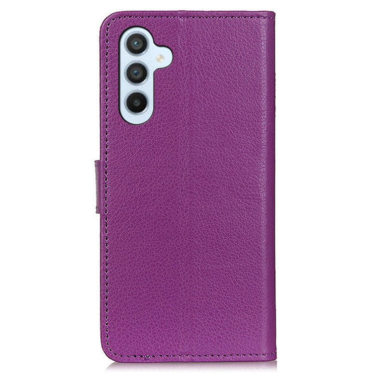 For Samsung Galaxy M35 5G Wallet Case PU Leather Phone Cover Litchi Texture - Purple