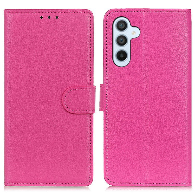 For Samsung Galaxy M35 5G Wallet Case PU Leather Phone Cover Litchi Texture - Rose
