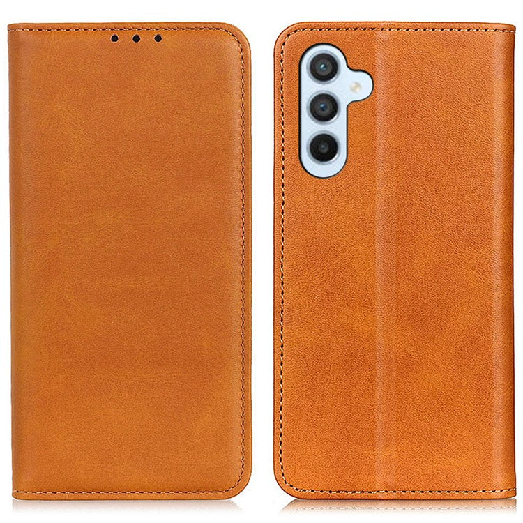 For Samsung Galaxy M35 5G Case Split Leather Flip Wallet Phone Cover - Brown