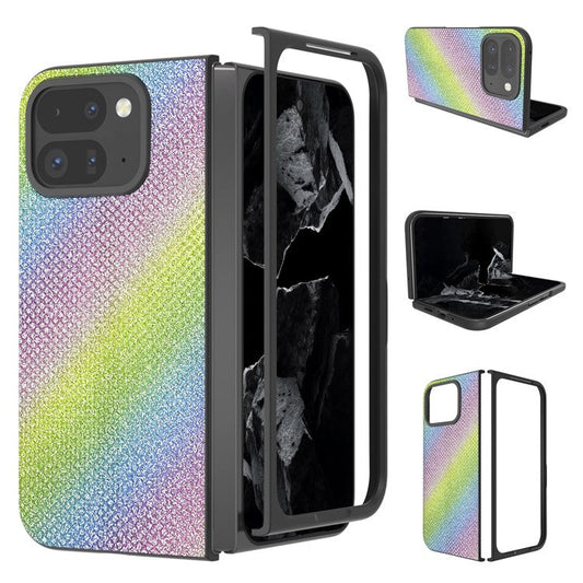 For Google Pixel 9 Pro Fold 5G Case PU+PC Phone Cover Rhinestone Texture - Multi-color