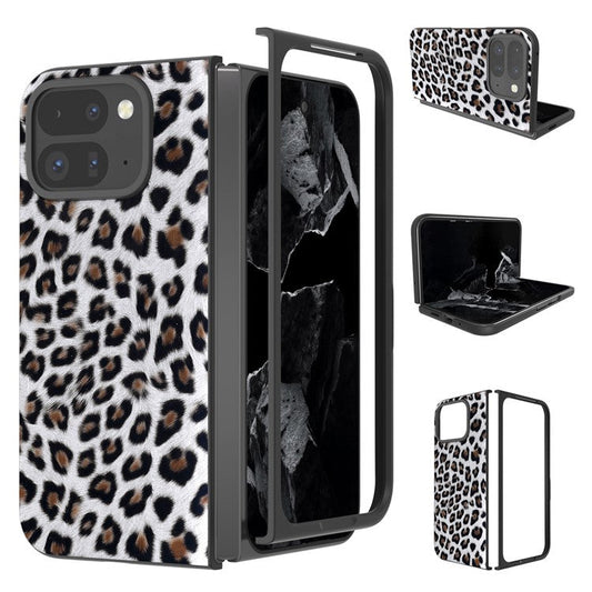 For Google Pixel 9 Pro Fold 5G Case Leopard Pattern PU+PC Phone Cover - Silver