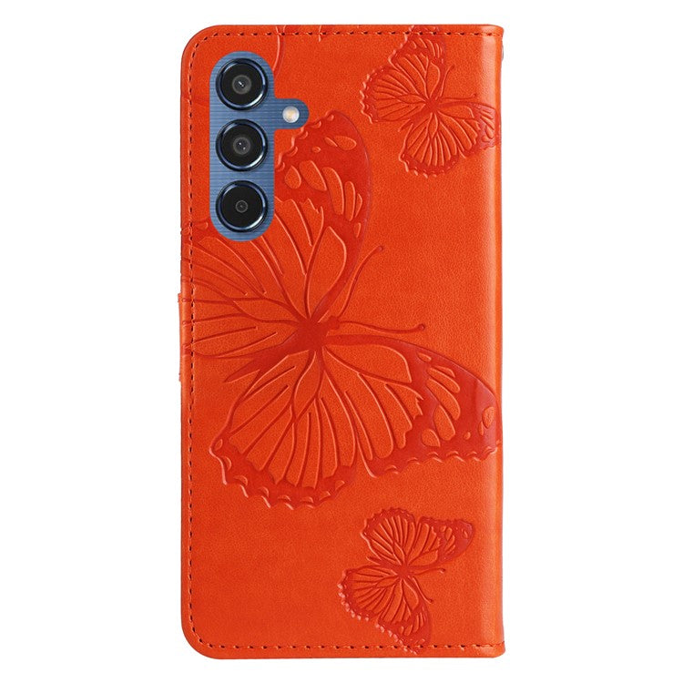 KT Imprinting Flower Series-2 For Samsung Galaxy M35 5G Case PU Leather Wallet Phone Cover Butterfly Pattern - Orange