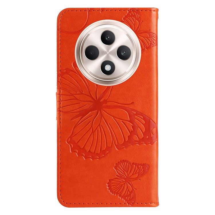 KT Imprinting Flower Series-2 For Oppo Reno12 F 4G Case Wallet Flip Leather Butterfly Phone Cover - Orange