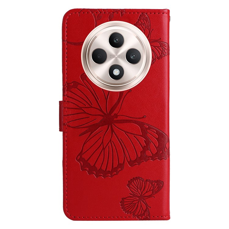 KT Imprinting Flower Series-2 For Oppo Reno12 F 4G Case Wallet Flip Leather Butterfly Phone Cover - Red