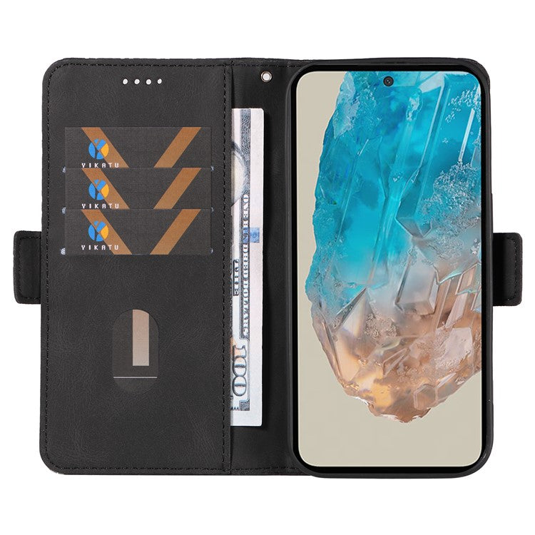 For Samsung Galaxy M35 5G Case Leather Folio Wallet Phone Cover Rhombus Lattice - Black