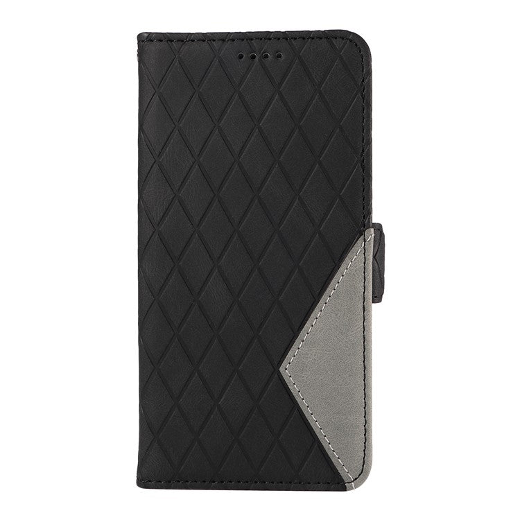 For Samsung Galaxy M35 5G Case Leather Folio Wallet Phone Cover Rhombus Lattice - Black