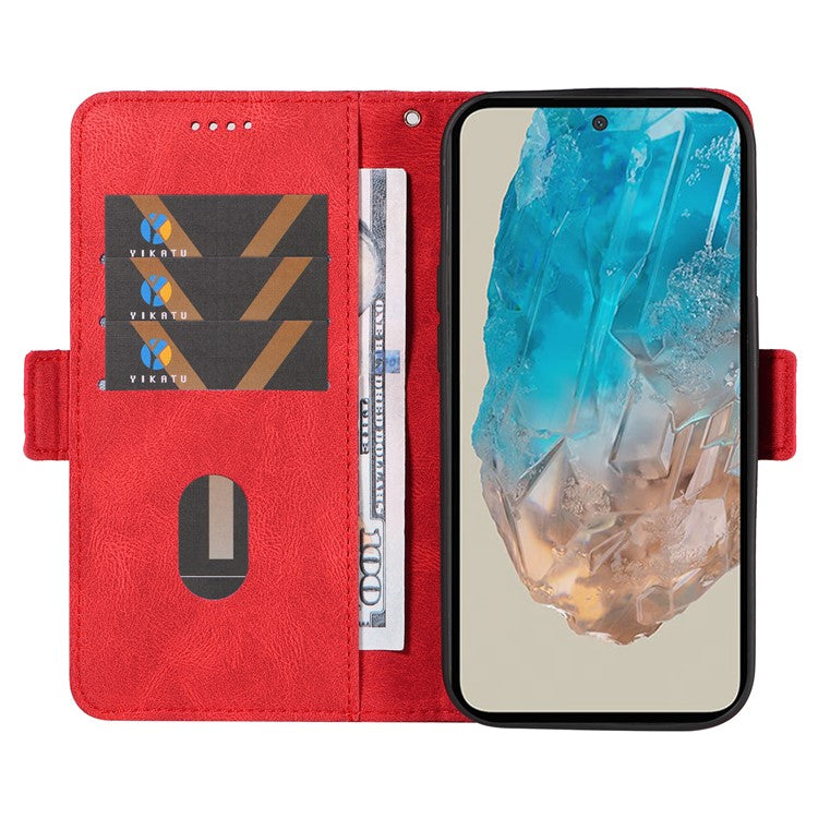 For Samsung Galaxy M35 5G Case Leather Folio Wallet Phone Cover Rhombus Lattice - Red