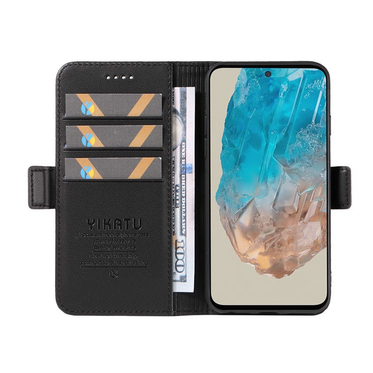 YIKATU YK-003 For Samsung Galaxy M35 5G Case Flip Wallet Shockproof Leather Phone Cover - Black