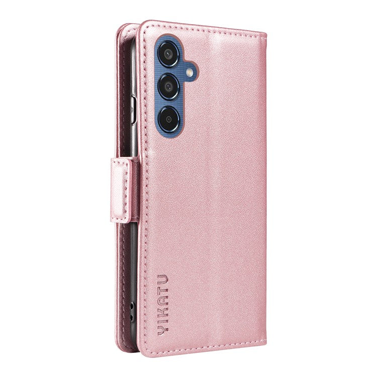 YIKATU YK-003 For Samsung Galaxy M35 5G Case Flip Wallet Shockproof Leather Phone Cover - Rose Gold